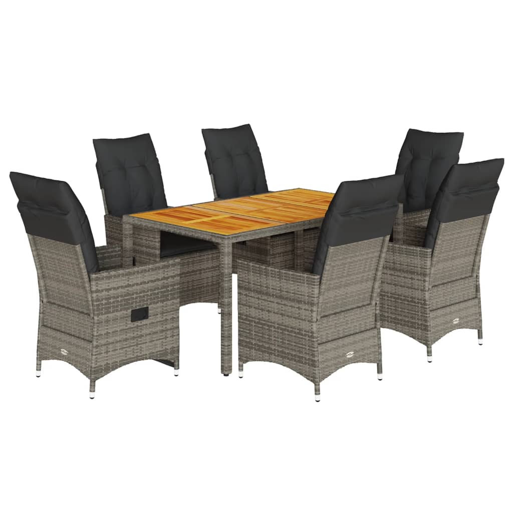 7-delige Tuinset met kussens poly rattan grijs is nu te koop bij PeponiXL, paradijselijk wonen!