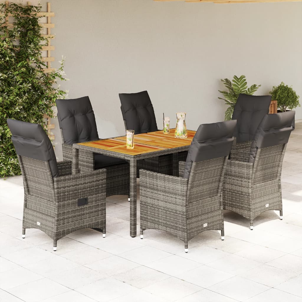 7-delige Tuinset met kussens poly rattan grijs is nu te koop bij PeponiXL, paradijselijk wonen!
