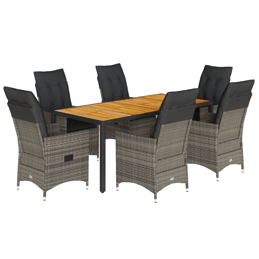 7-delige Tuinset met kussens poly rattan grijs is nu te koop bij PeponiXL, paradijselijk wonen!