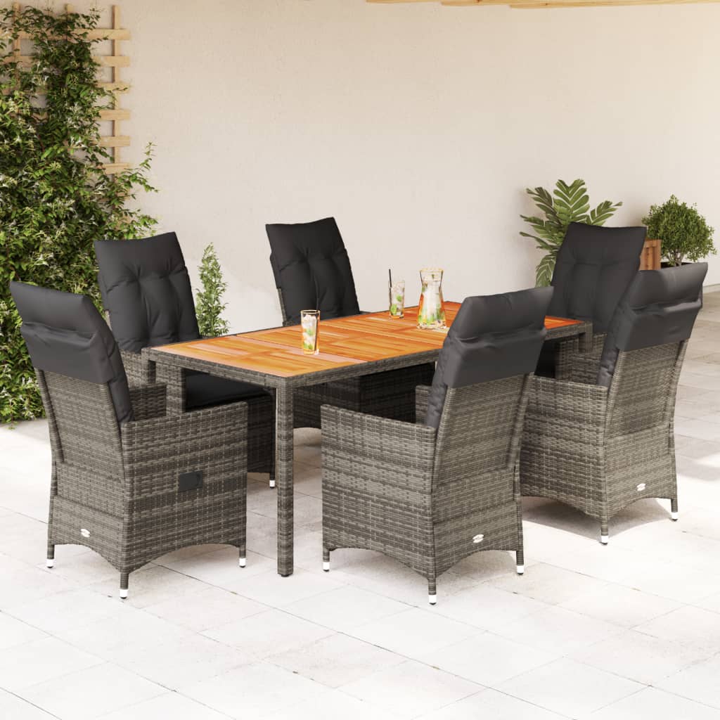 7-delige Tuinset met kussens poly rattan grijs is nu te koop bij PeponiXL, paradijselijk wonen!