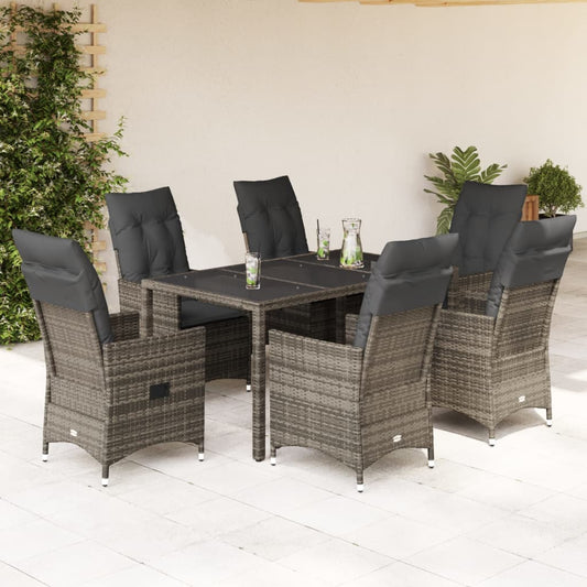 7-delige Tuinset met kussens poly rattan grijs is nu te koop bij PeponiXL, paradijselijk wonen!