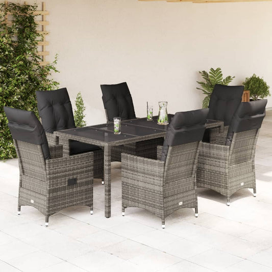 7-delige Tuinset met kussens poly rattan grijs is nu te koop bij PeponiXL, paradijselijk wonen!