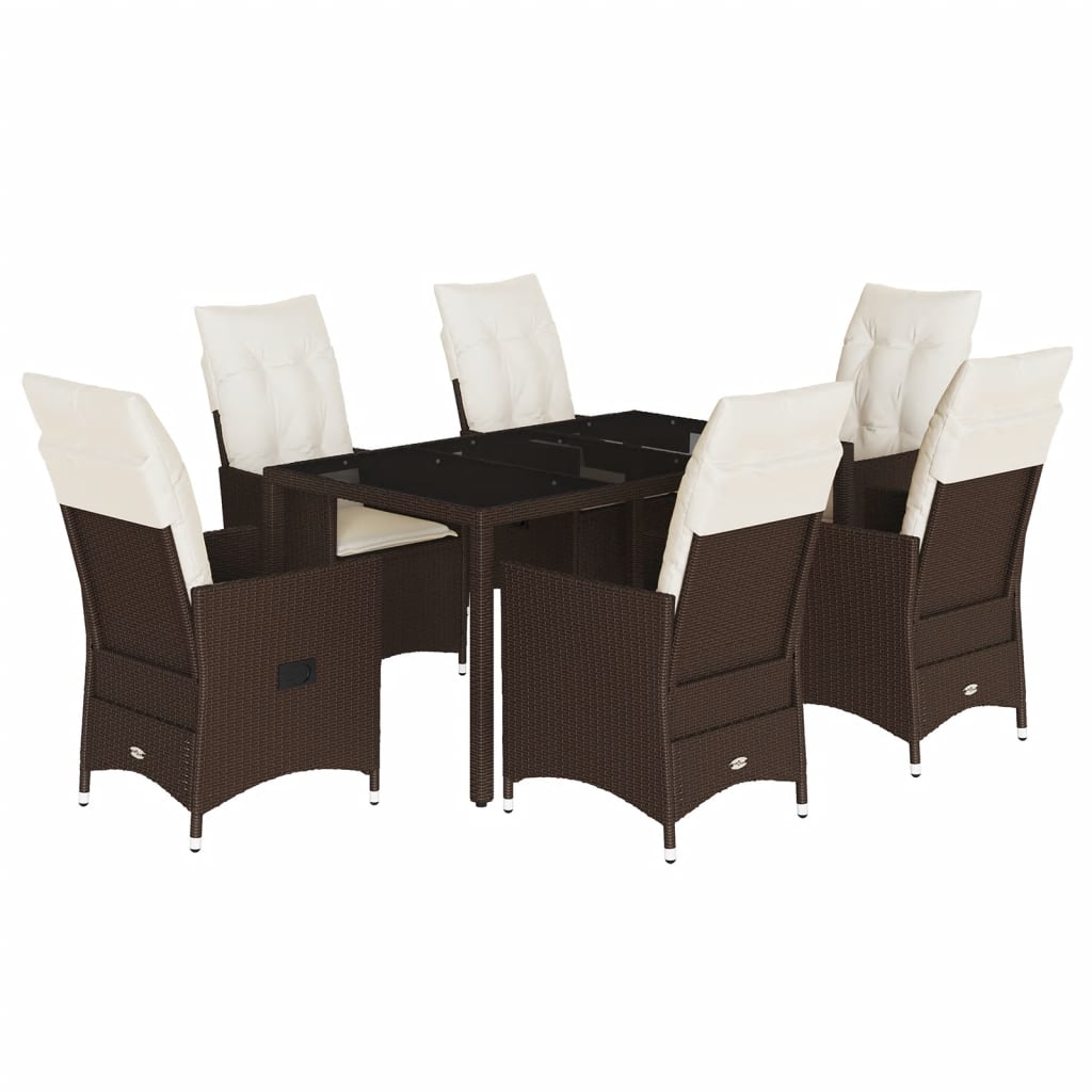 7-delige Tuinset met kussens poly rattan bruin is nu te koop bij PeponiXL, paradijselijk wonen!