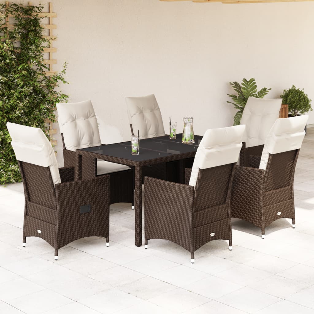 7-delige Tuinset met kussens poly rattan bruin is nu te koop bij PeponiXL, paradijselijk wonen!