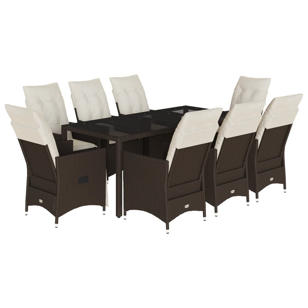 9-delige Tuinset met kussens poly rattan bruin is nu te koop bij PeponiXL, paradijselijk wonen!