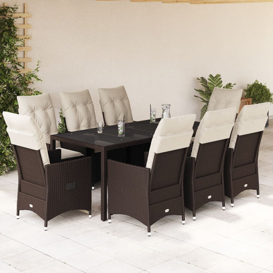 9-delige Tuinset met kussens poly rattan bruin is nu te koop bij PeponiXL, paradijselijk wonen!