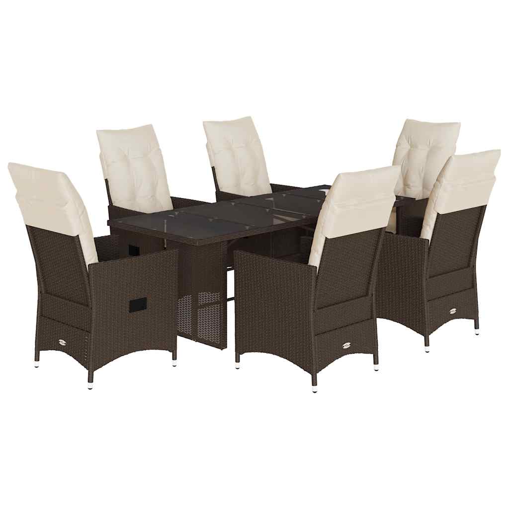7-delige Tuinset met kussens poly rattan bruin is nu te koop bij PeponiXL, paradijselijk wonen!