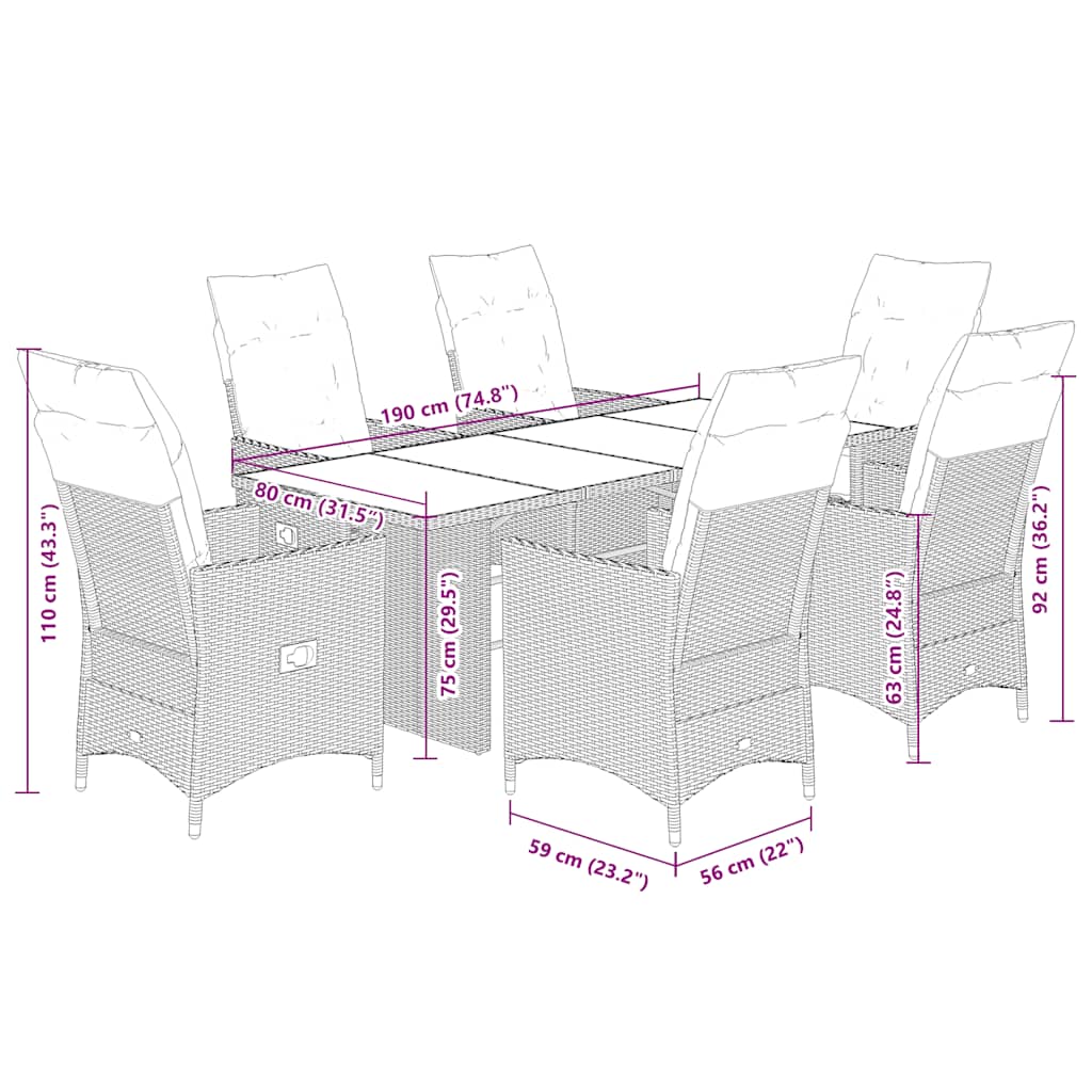 7-delige Tuinset met kussens poly rattan bruin is nu te koop bij PeponiXL, paradijselijk wonen!