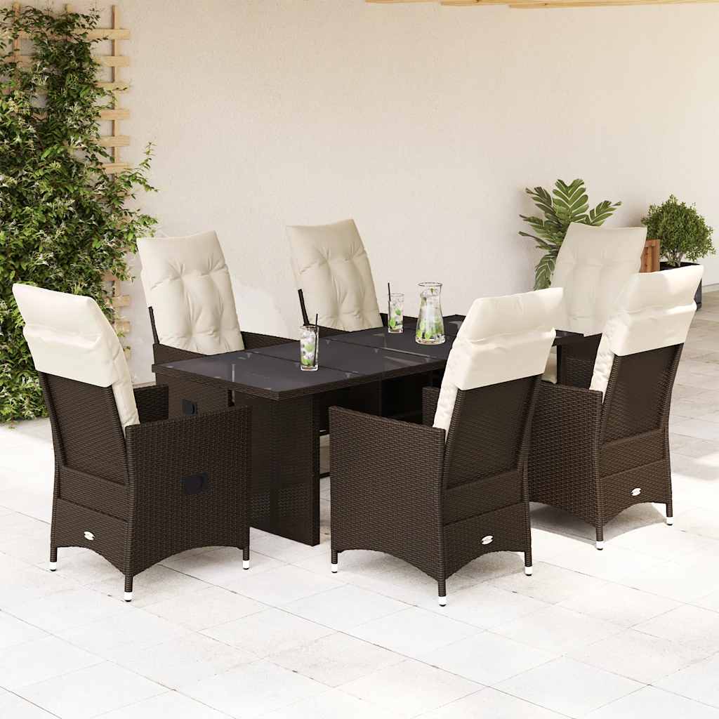 7-delige Tuinset met kussens poly rattan bruin is nu te koop bij PeponiXL, paradijselijk wonen!