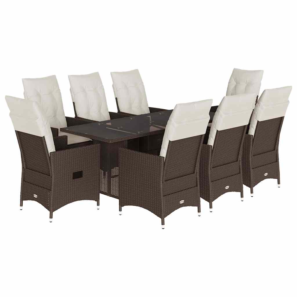 9-delige Tuinset met kussens poly rattan bruin is nu te koop bij PeponiXL, paradijselijk wonen!
