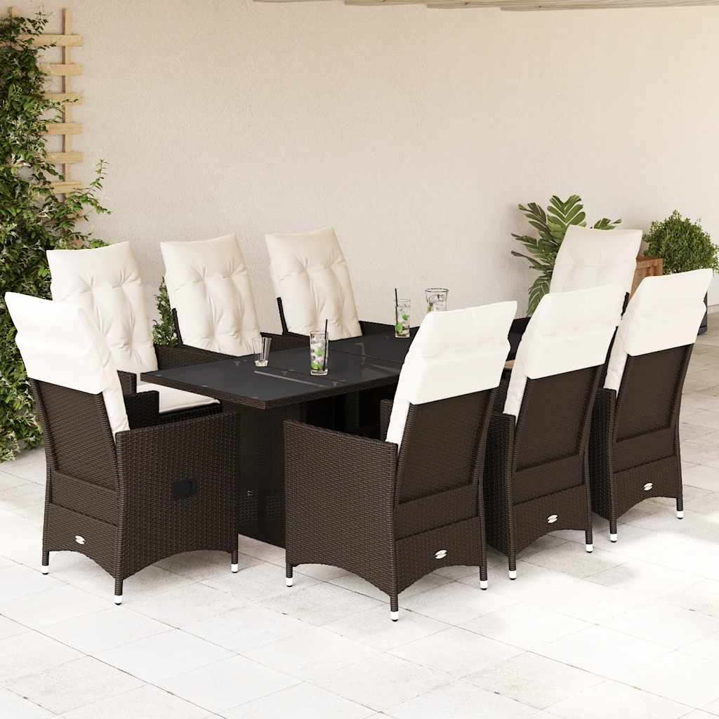 9-delige Tuinset met kussens poly rattan bruin is nu te koop bij PeponiXL, paradijselijk wonen!