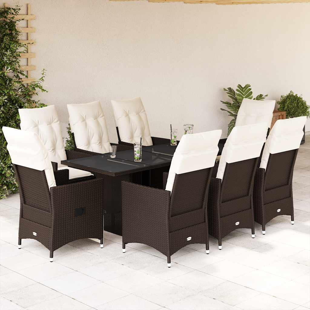 9-delige Tuinset met kussens poly rattan bruin is nu te koop bij PeponiXL, paradijselijk wonen!