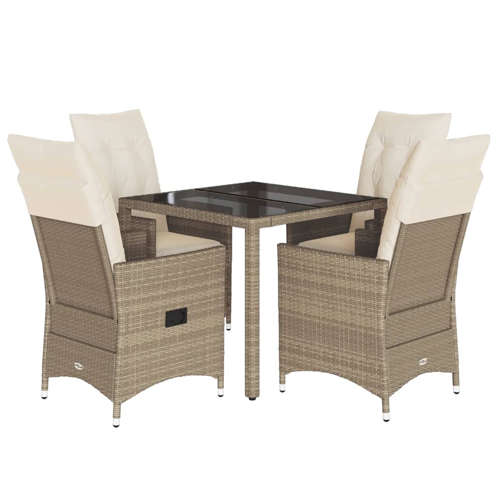 5-delige Tuinset met kussens poly rattan beige is nu te koop bij PeponiXL, paradijselijk wonen!