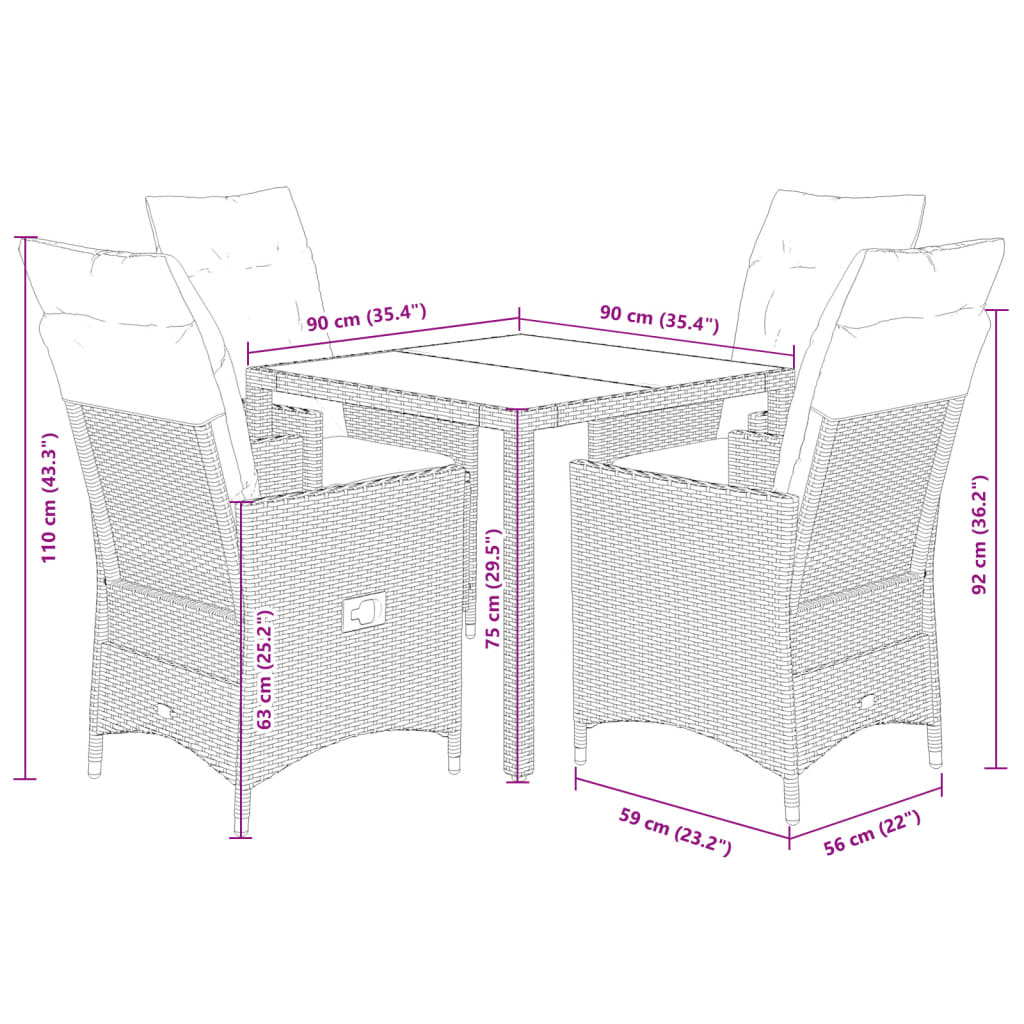 5-delige Tuinset met kussens poly rattan beige is nu te koop bij PeponiXL, paradijselijk wonen!