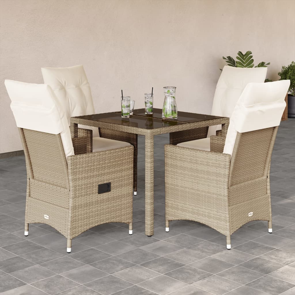 5-delige Tuinset met kussens poly rattan beige is nu te koop bij PeponiXL, paradijselijk wonen!
