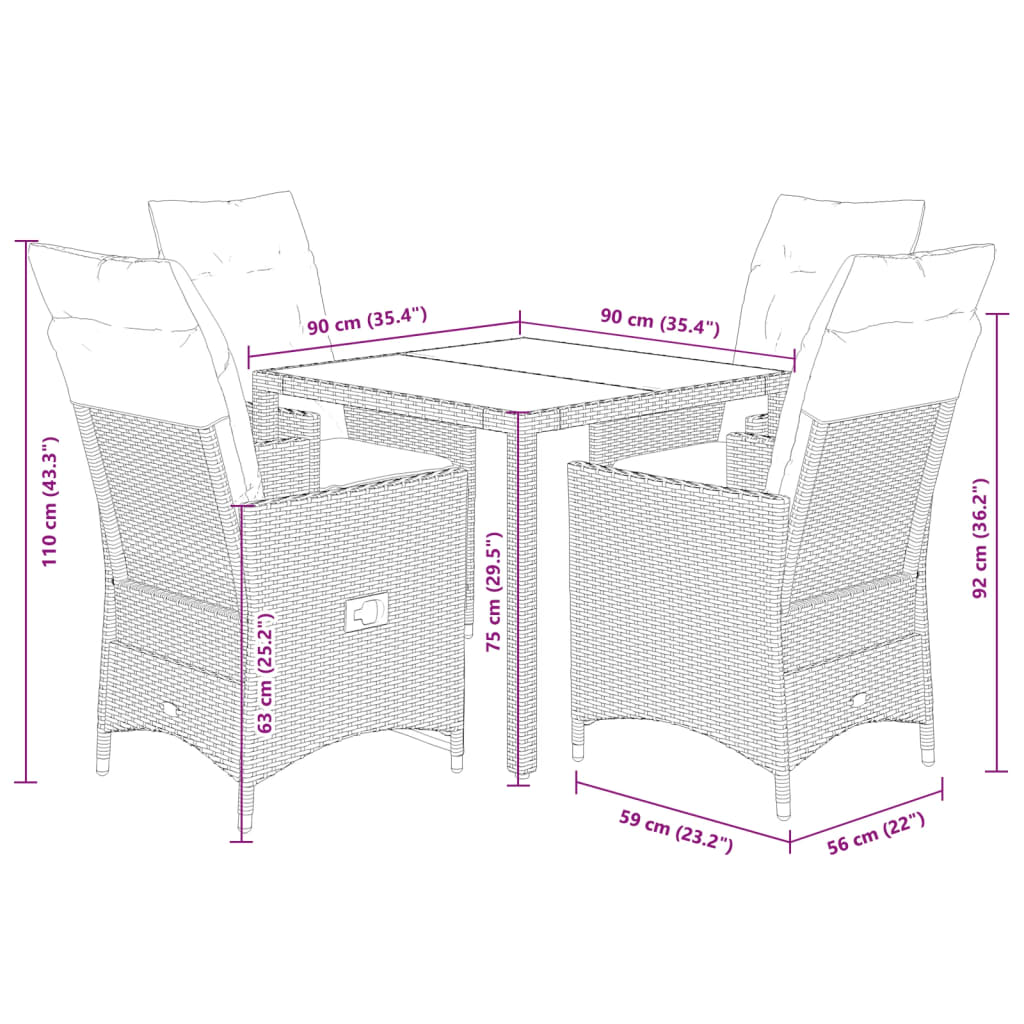 5-delige Tuinset met kussens poly rattan beige is nu te koop bij PeponiXL, paradijselijk wonen!