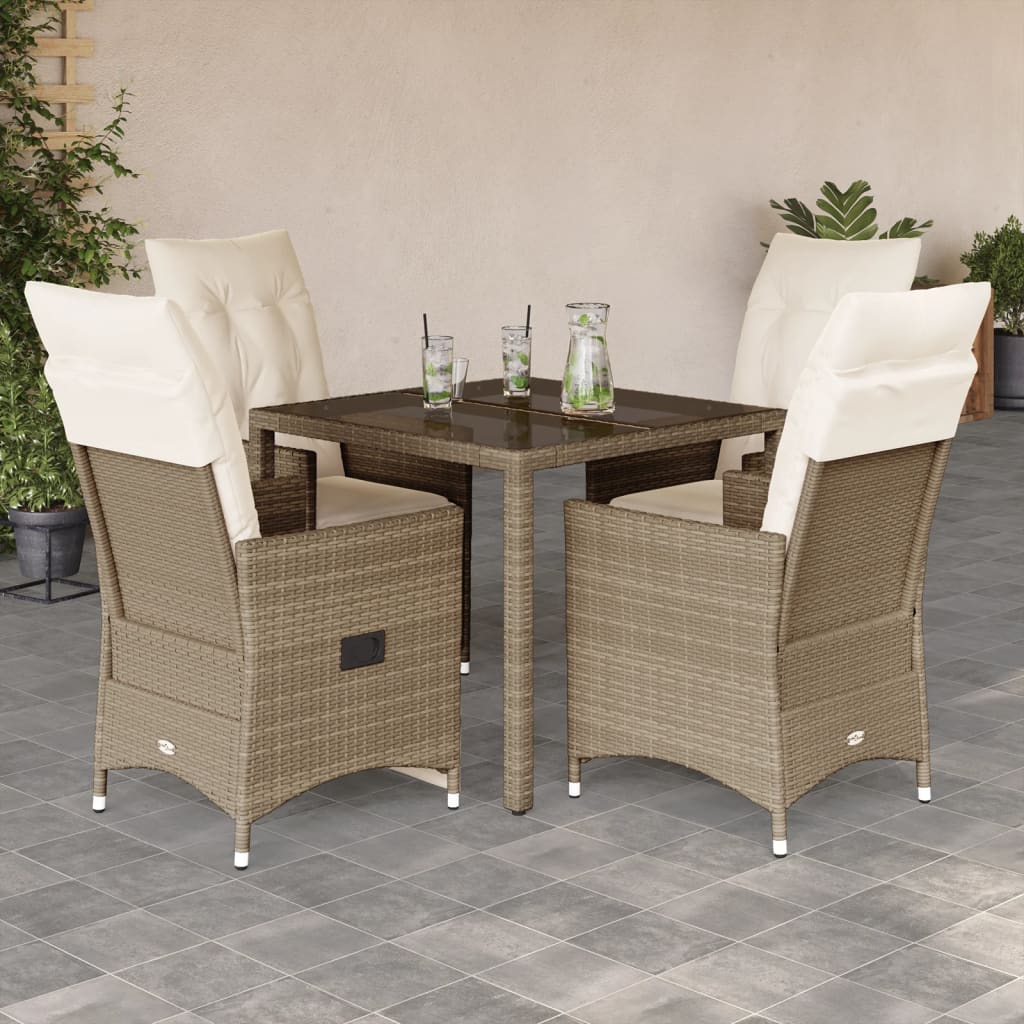 5-delige Tuinset met kussens poly rattan beige is nu te koop bij PeponiXL, paradijselijk wonen!