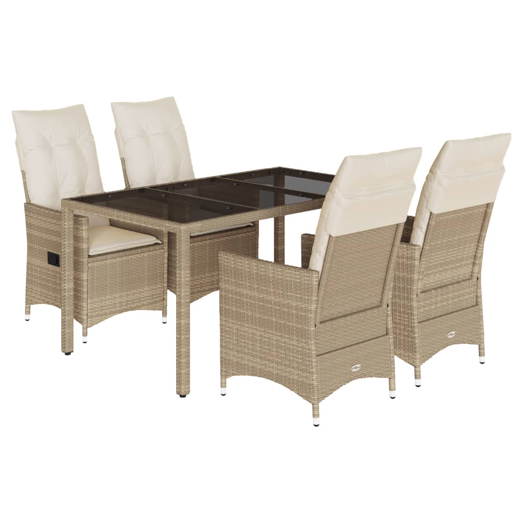 5-delige Tuinset met kussens poly rattan beige is nu te koop bij PeponiXL, paradijselijk wonen!