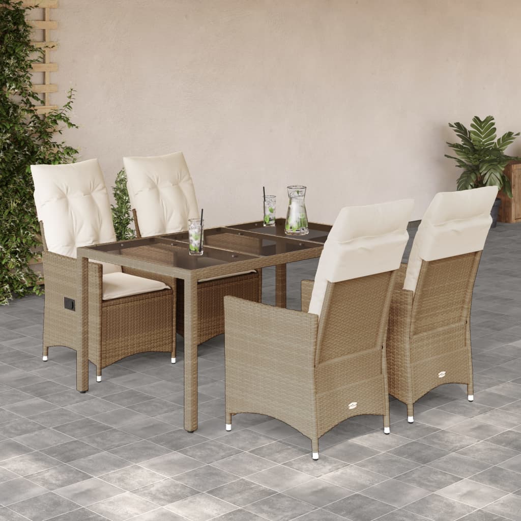5-delige Tuinset met kussens poly rattan beige is nu te koop bij PeponiXL, paradijselijk wonen!