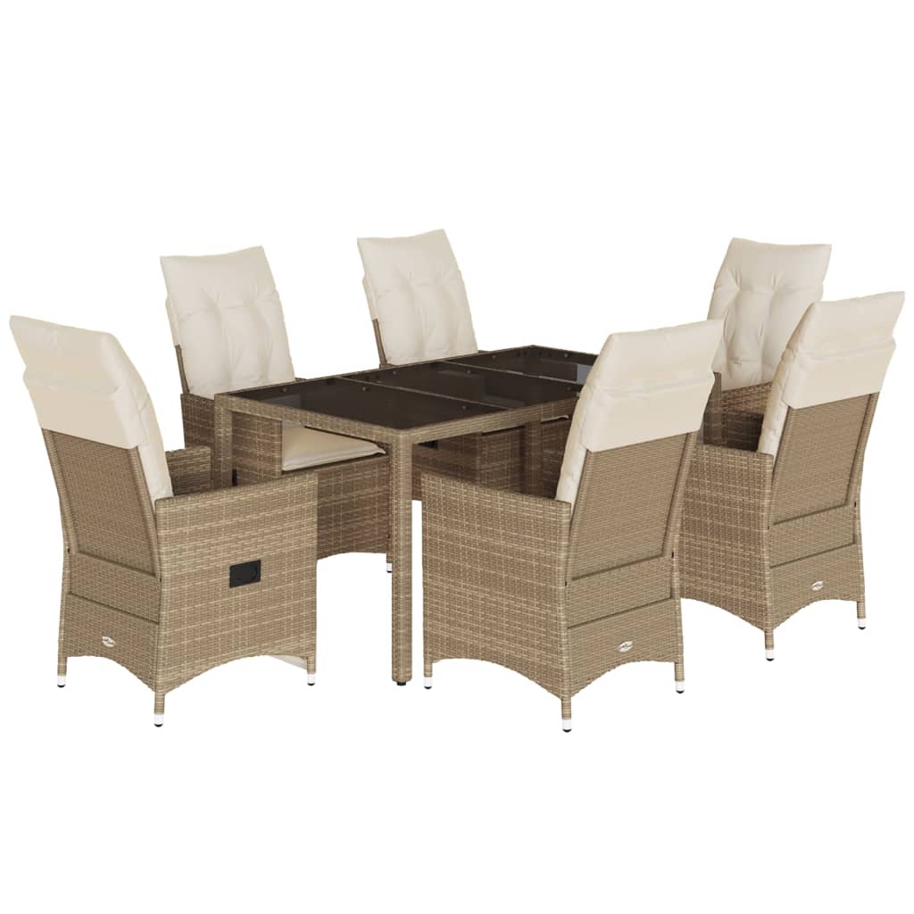 7-delige Tuinset met kussens poly rattan beige is nu te koop bij PeponiXL, paradijselijk wonen!
