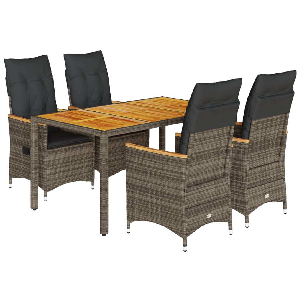 5-delige Tuinset met kussens poly rattan grijs is nu te koop bij PeponiXL, paradijselijk wonen!