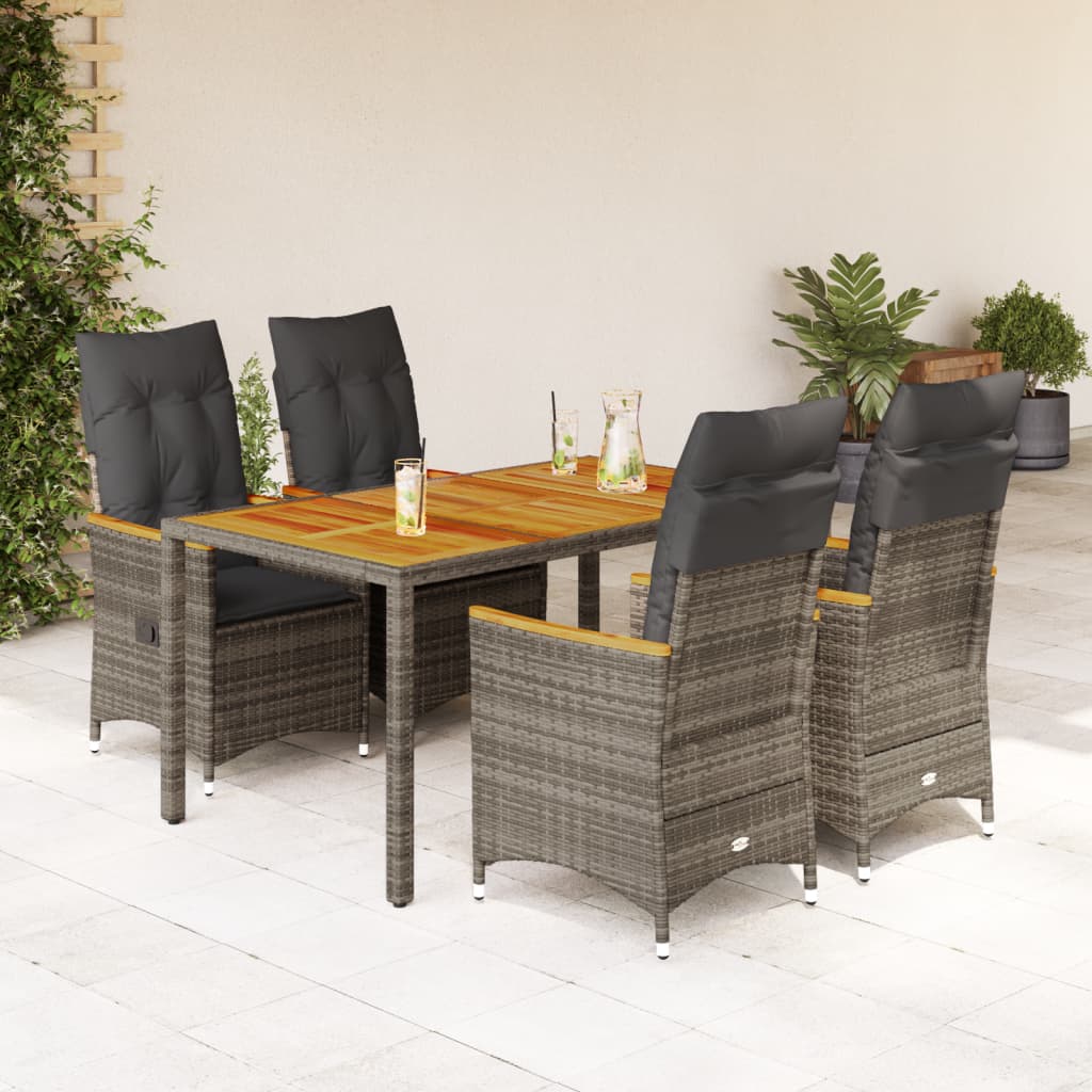5-delige Tuinset met kussens poly rattan grijs is nu te koop bij PeponiXL, paradijselijk wonen!
