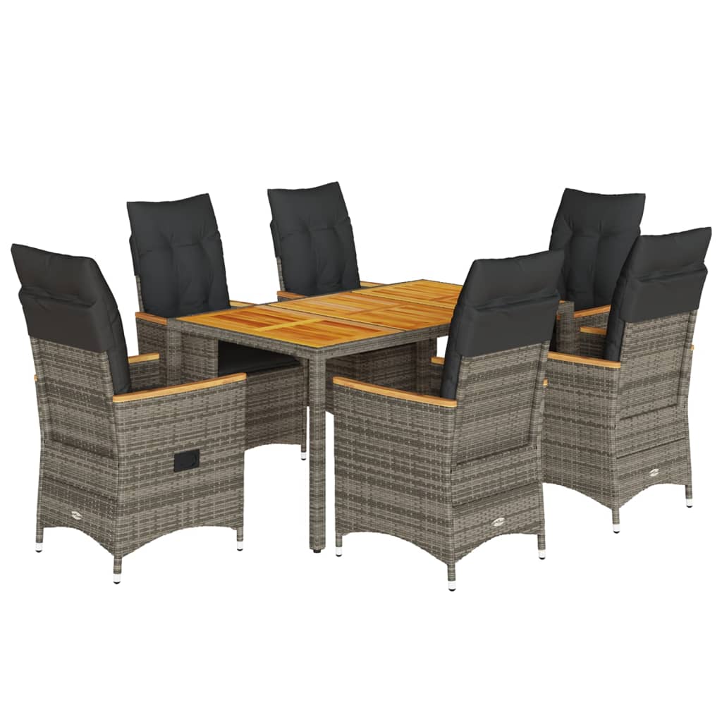 7-delige Tuinset met kussens poly rattan grijs is nu te koop bij PeponiXL, paradijselijk wonen!