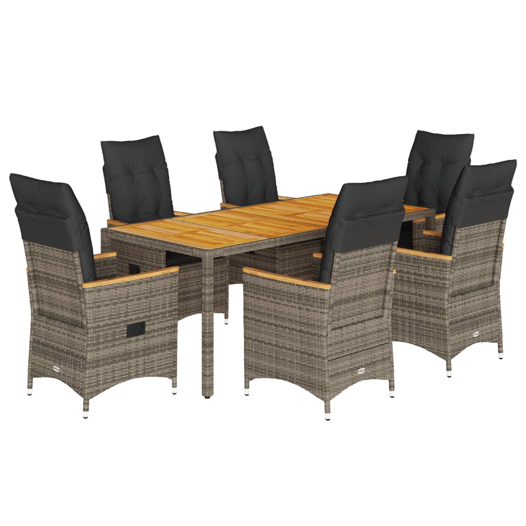 7-delige Tuinset met kussens poly rattan grijs is nu te koop bij PeponiXL, paradijselijk wonen!