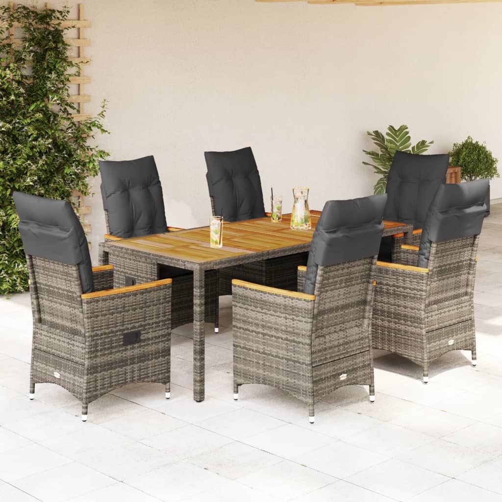 7-delige Tuinset met kussens poly rattan grijs is nu te koop bij PeponiXL, paradijselijk wonen!