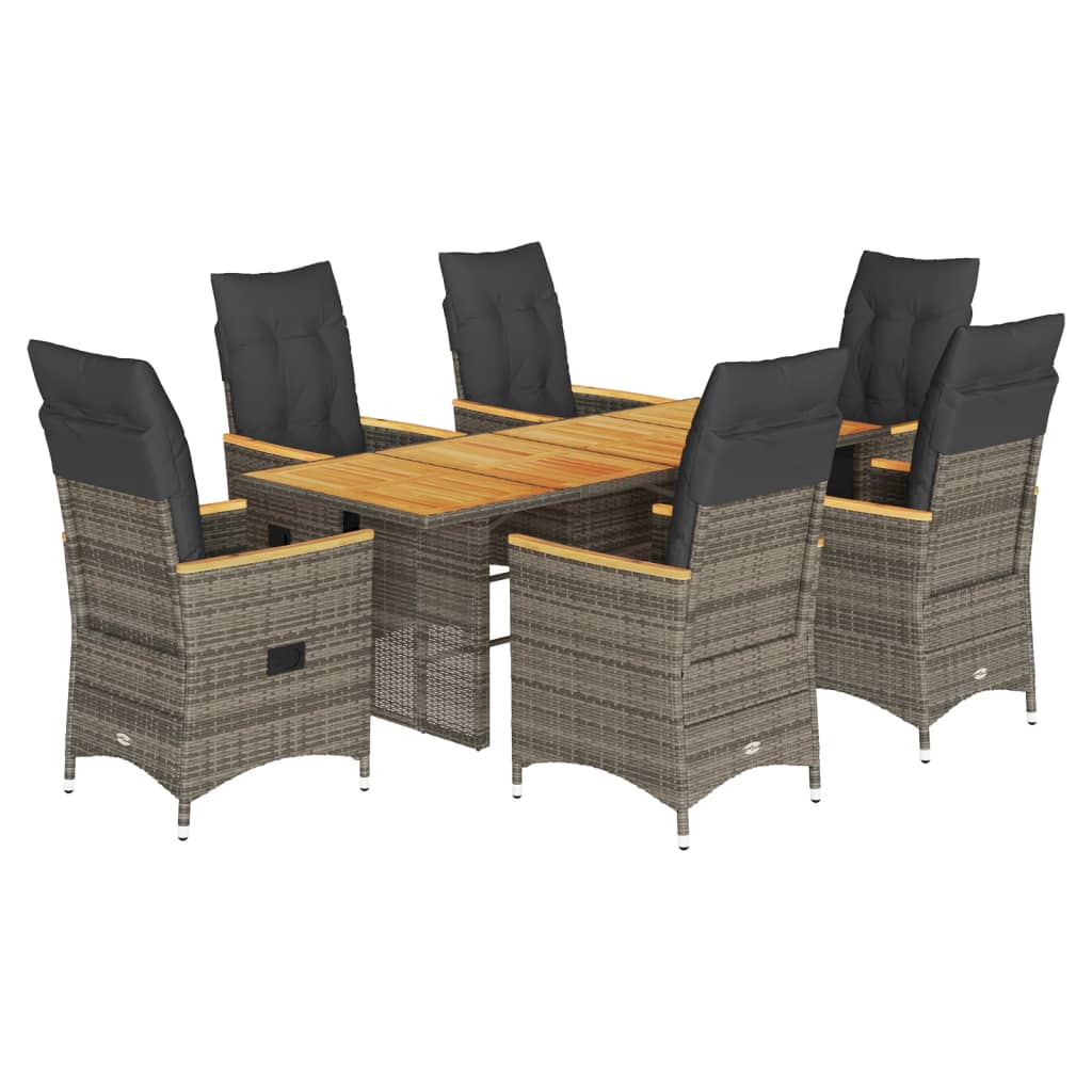 7-delige Tuinset met kussens poly rattan grijs is nu te koop bij PeponiXL, paradijselijk wonen!