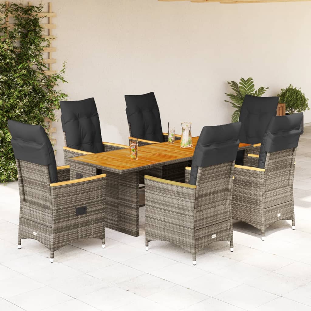 7-delige Tuinset met kussens poly rattan grijs is nu te koop bij PeponiXL, paradijselijk wonen!