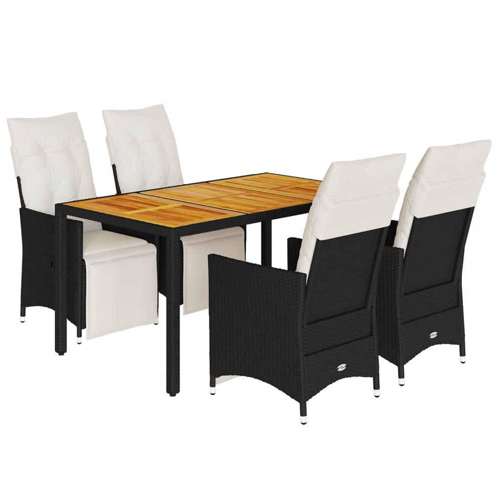 5-delige Tuinset met kussens poly rattan zwart is nu te koop bij PeponiXL, paradijselijk wonen!