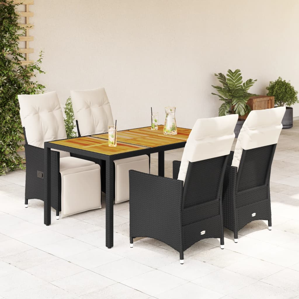 5-delige Tuinset met kussens poly rattan zwart is nu te koop bij PeponiXL, paradijselijk wonen!