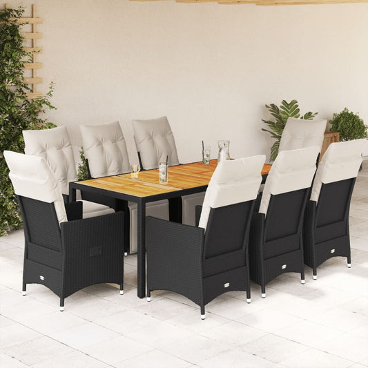 9-delige Tuinset poly rattan zwart is nu te koop bij PeponiXL, paradijselijk wonen!
