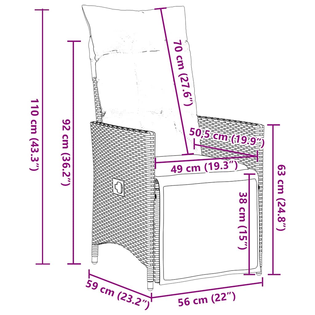 9-delige Tuinset poly rattan zwart