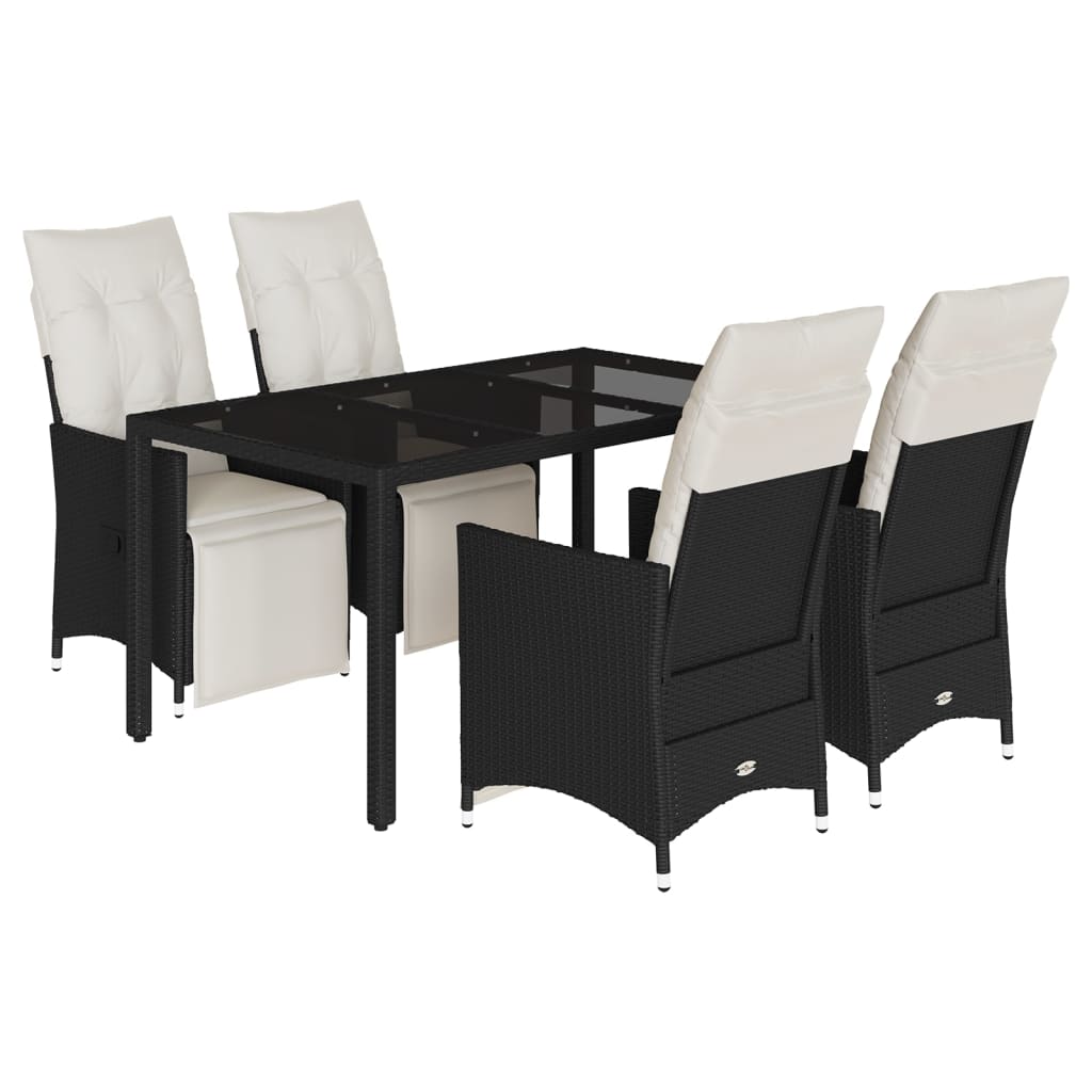 5-delige Tuinset met kussens poly rattan zwart is nu te koop bij PeponiXL, paradijselijk wonen!