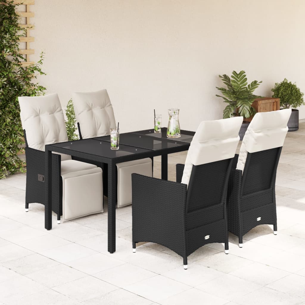 5-delige Tuinset met kussens poly rattan zwart is nu te koop bij PeponiXL, paradijselijk wonen!