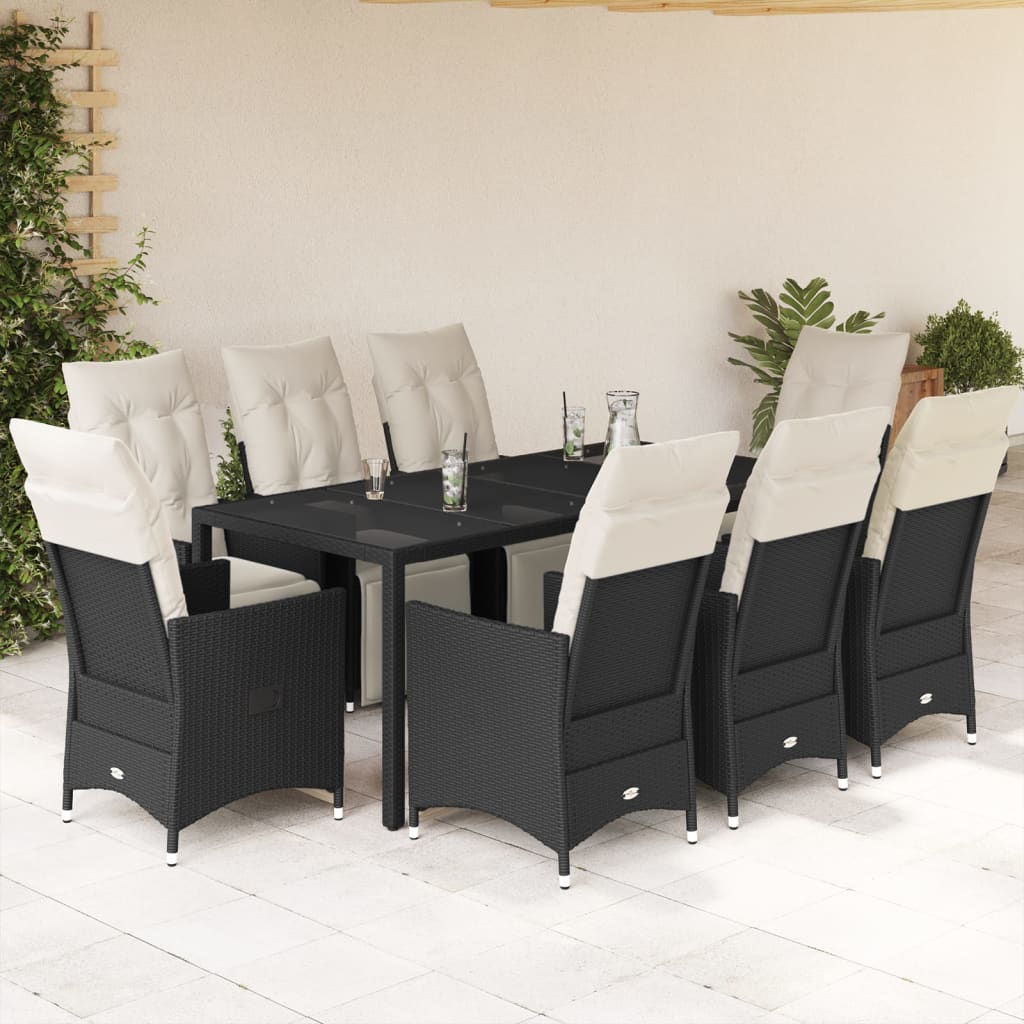 9-delige Tuinset poly rattan zwart is nu te koop bij PeponiXL, paradijselijk wonen!