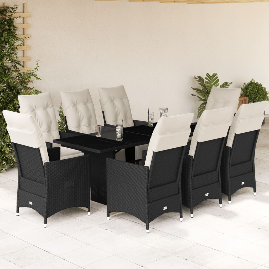9-delige Tuinset poly rattan zwart is nu te koop bij PeponiXL, paradijselijk wonen!