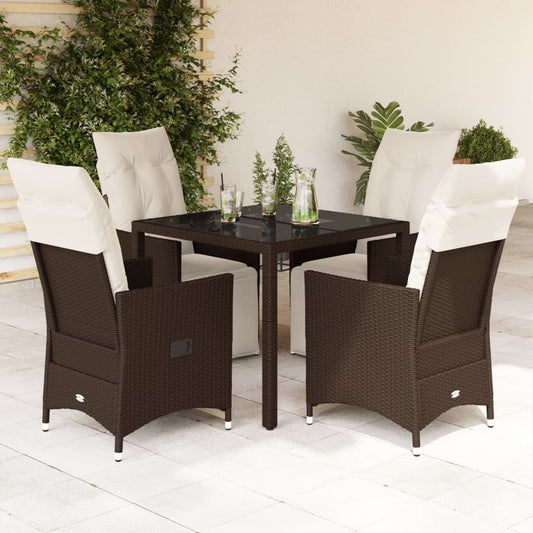 5-delige Bistroset met kussens poly rattan bruin is nu te koop bij PeponiXL, paradijselijk wonen!