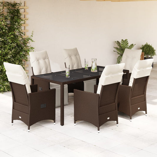 7-delige Bistroset met kussens poly rattan bruin is nu te koop bij PeponiXL, paradijselijk wonen!