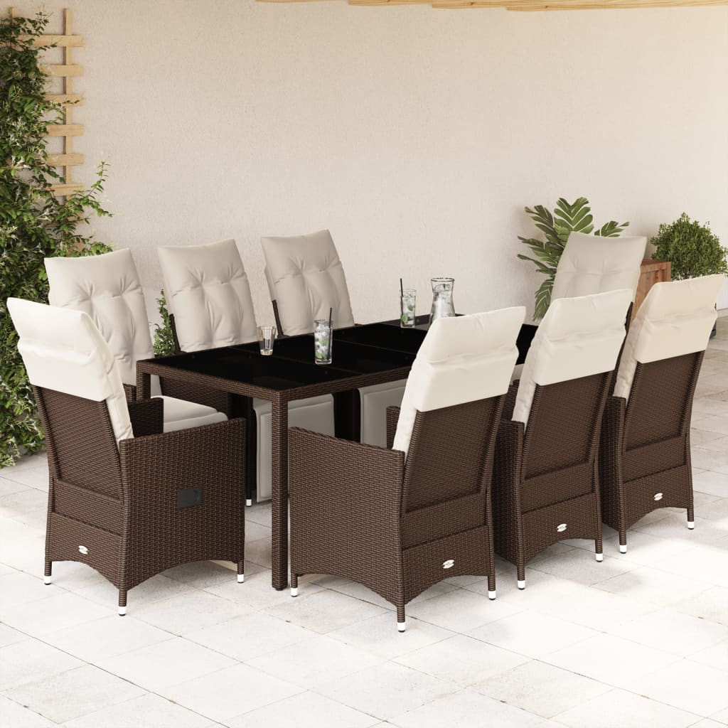 9-delige Tuinset met kussens poly rattan bruin is nu te koop bij PeponiXL, paradijselijk wonen!