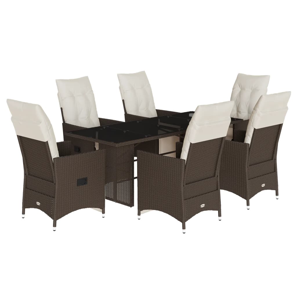7-delige Bistroset met kussens poly rattan bruin is nu te koop bij PeponiXL, paradijselijk wonen!