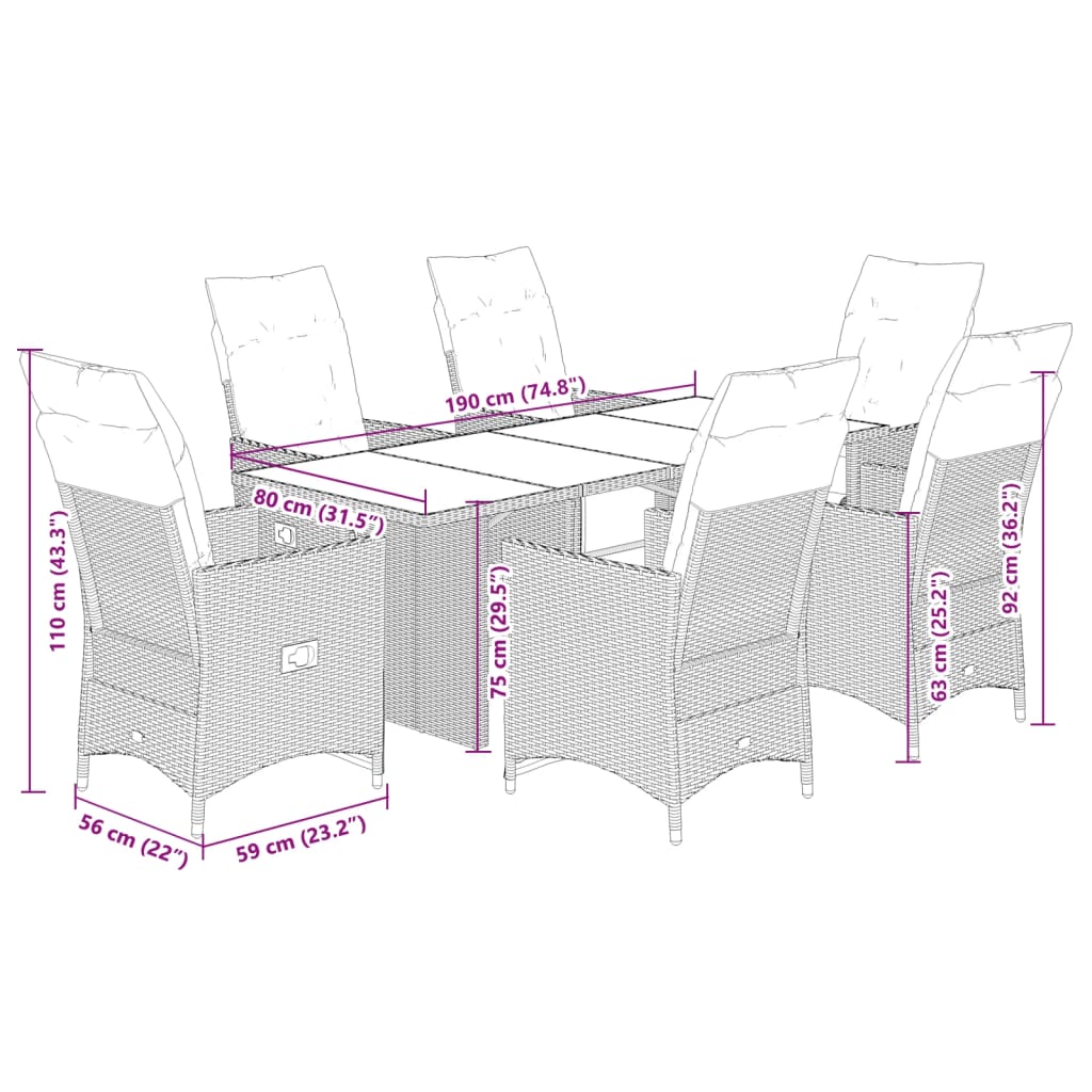 7-delige Bistroset met kussens poly rattan bruin is nu te koop bij PeponiXL, paradijselijk wonen!