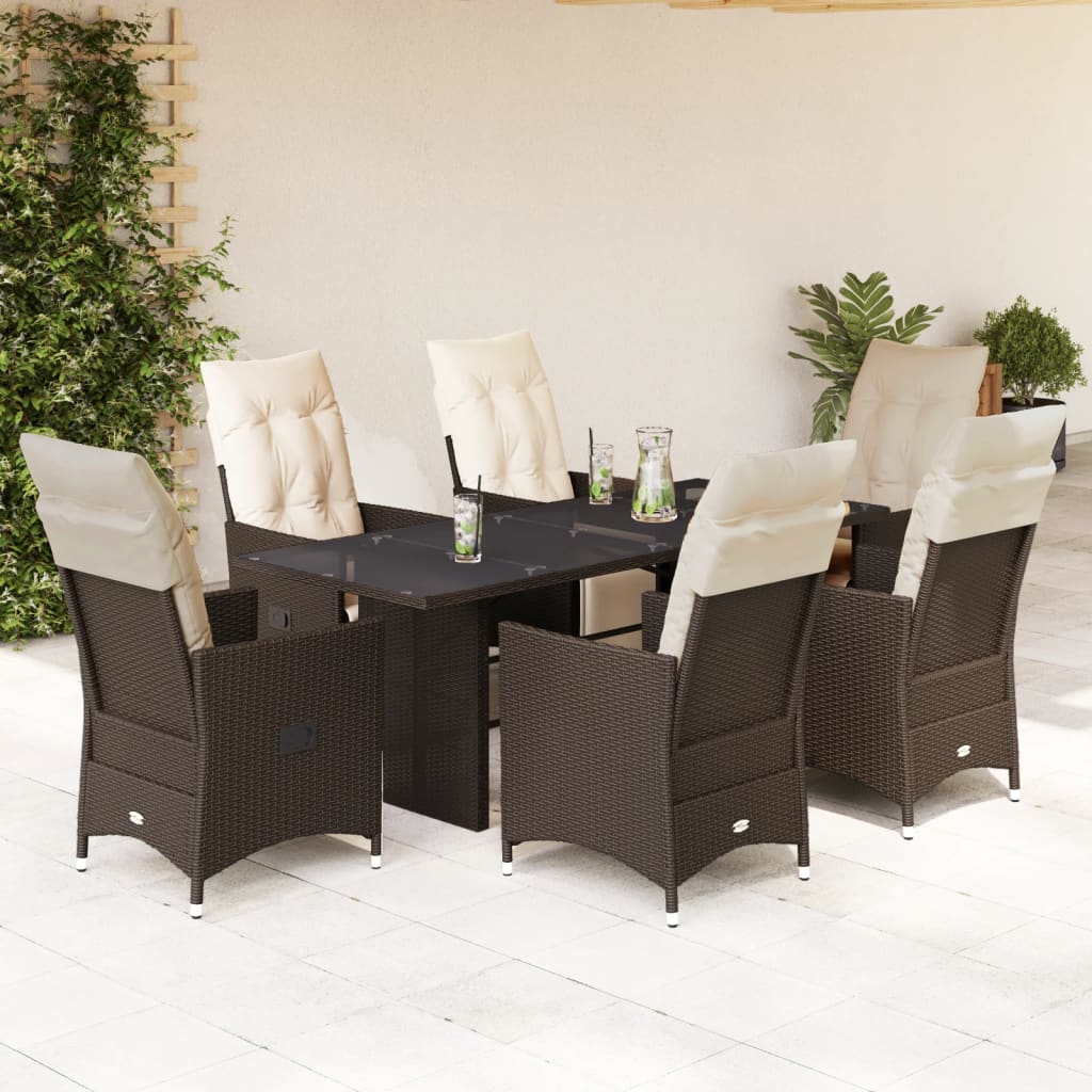7-delige Bistroset met kussens poly rattan bruin is nu te koop bij PeponiXL, paradijselijk wonen!