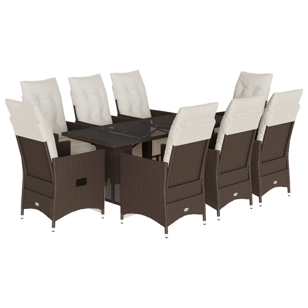 9-delige Bistroset met kussens poly rattan bruin is nu te koop bij PeponiXL, paradijselijk wonen!