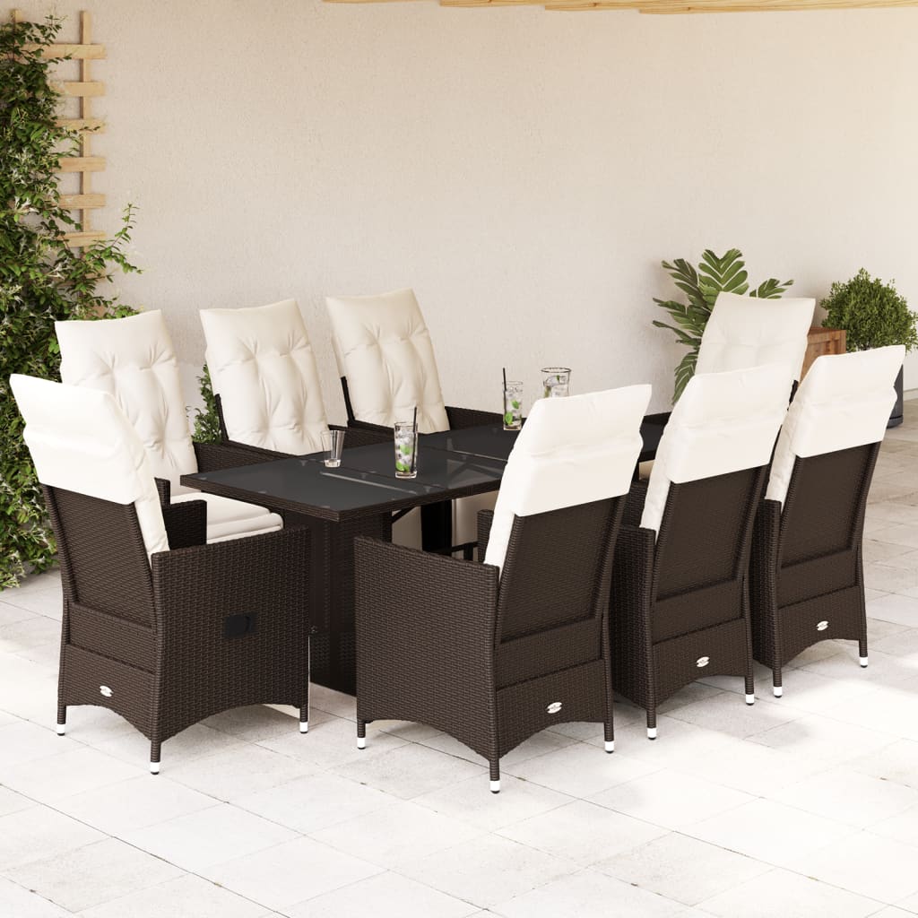 9-delige Bistroset met kussens poly rattan bruin is nu te koop bij PeponiXL, paradijselijk wonen!