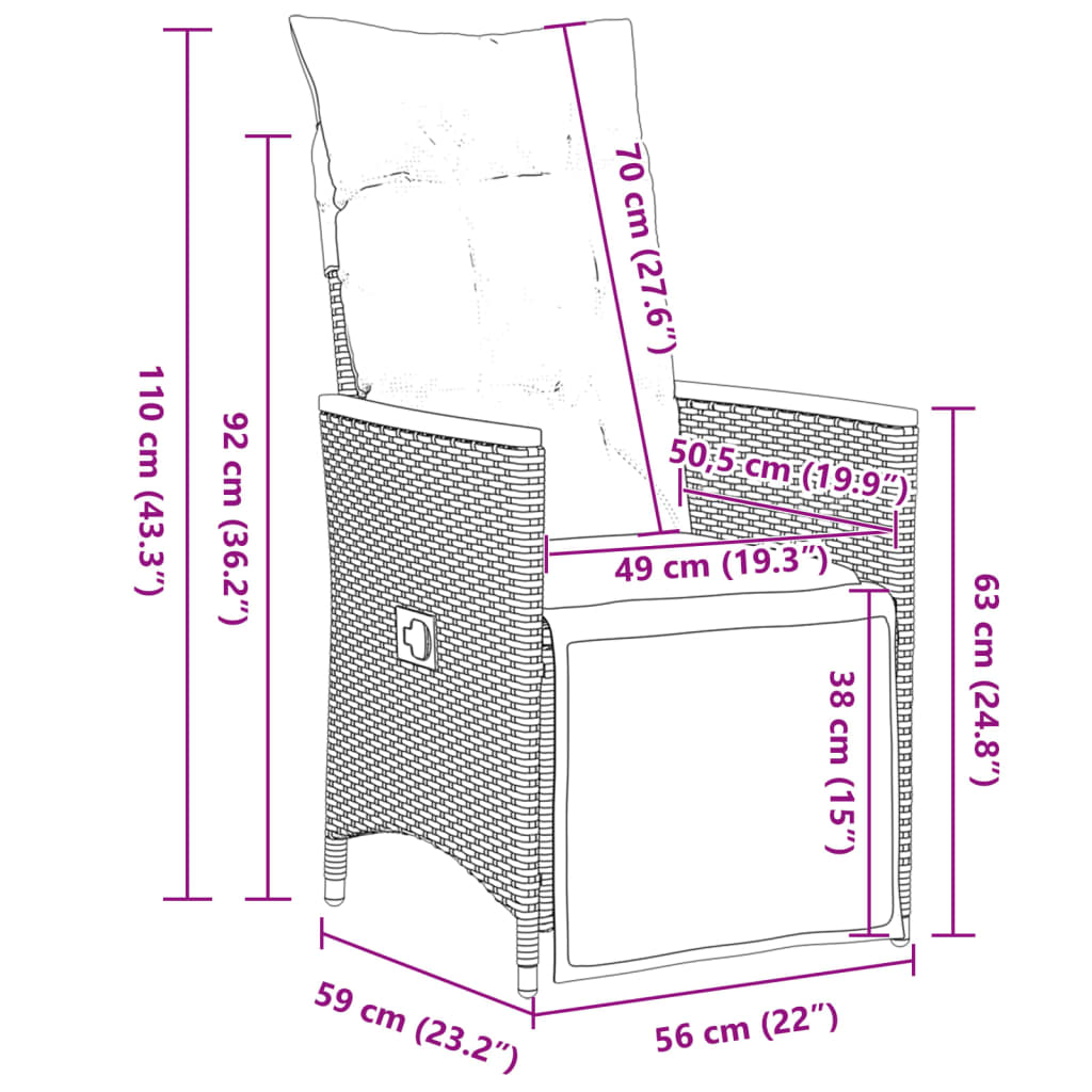 5-delige Bistroset met kussens poly rattan grijs is nu te koop bij PeponiXL, paradijselijk wonen!