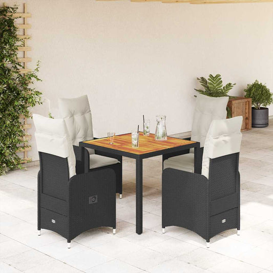 5-delige Bistroset met kussens poly rattan zwart is nu te koop bij PeponiXL, paradijselijk wonen!
