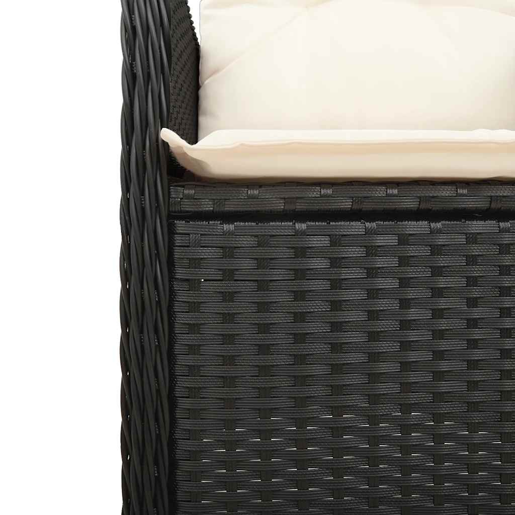 7-delige Bistroset met kussens poly rattan zwart is nu te koop bij PeponiXL, paradijselijk wonen!